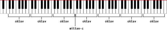 klaviatur med utmärkta oktaver