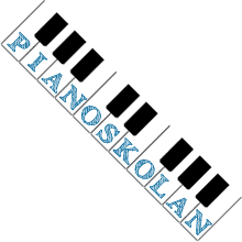 Piano med bokstäver på vita tangenter