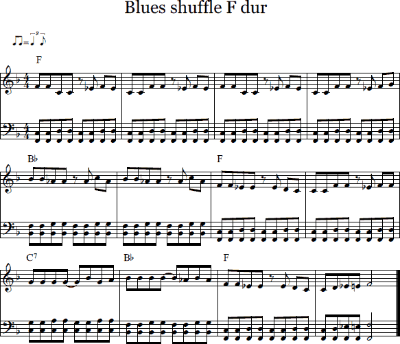 Noter för spelexempel Blues shuffle