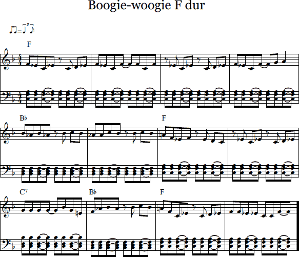 Noter för spelexempel Boogie-woogie blues