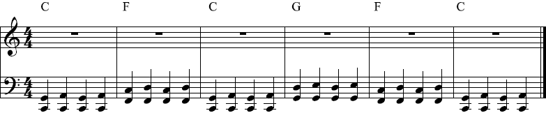 Blueskomp för piano i i notskrift